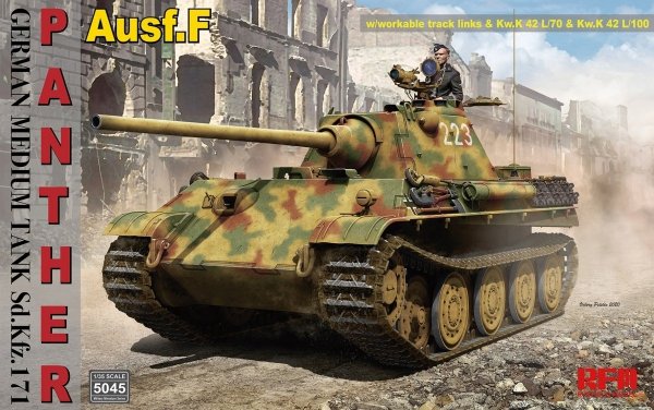 Rye Field Model 5045 German Medium Tank Sd.Kfz.171 Panther Ausf. F w/ workable track 1/35