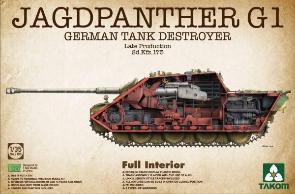 Takom 2106 JAGDPANTHER G1 GERMAN TANK DESTROYER LATE PRODCTION 1/35