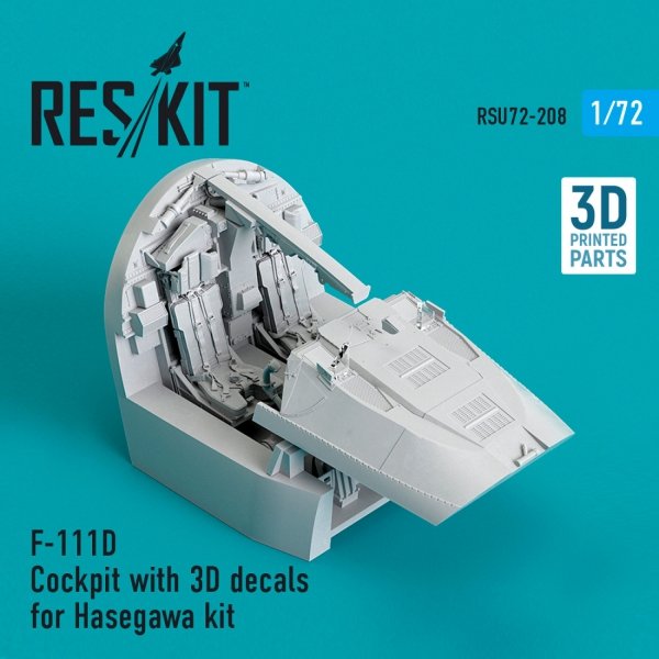 RESKIT RSU72-0208 F-111D Cockpit with 3D decals for Hasegawa kit (3D Printed) (1/72)