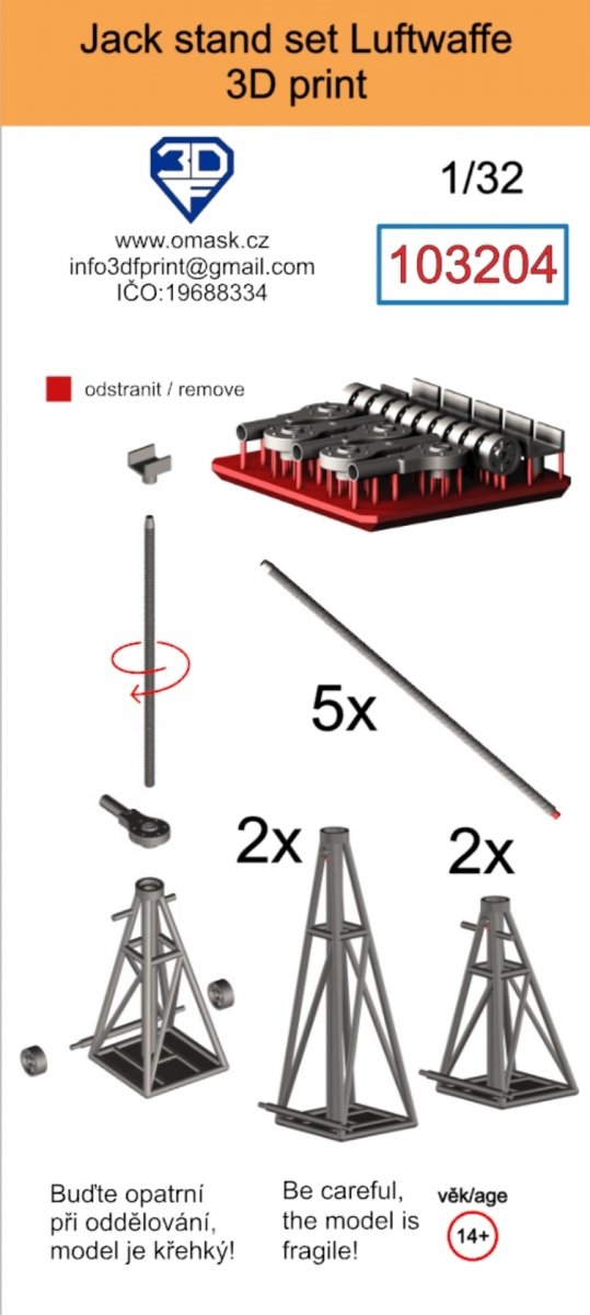 Omask 103204 Jack stand set Luftwaffe (3D print) 1/32