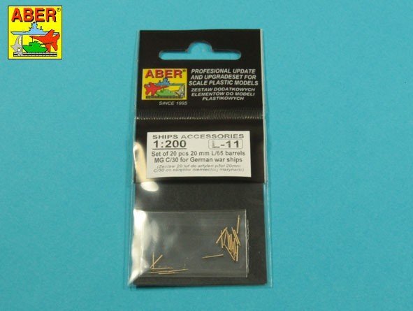 Aber 200L-11 Zestaw 20 luf 20 mm L/65 MG C/30 do Niemieckich okrętów 1/200