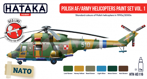 Hataka HTK-AS116 Polish AF / Army Helicopters paint set vol. 1 6x17 ml