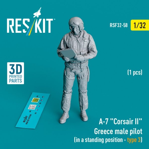 RESKIT RSF32-0058 A-7 "Corsair II" Greece male pilot (in a standing position - type 3) (1 pcs) (3D Printed) (1/32)