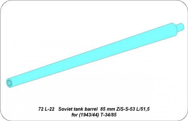 Aber 72L-23 Lufa 76,2mm L-11 do czołgu T-34/76 model z 1940 / Soviet tank barrel 76,2mm L-11 for T-34/76 model 1940 1/72
