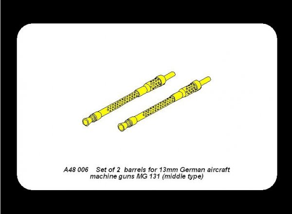 Aber A48 006 Set of 2 barrels for German 13mm aircraft machine guns MG 131 (middle type) (1:48)