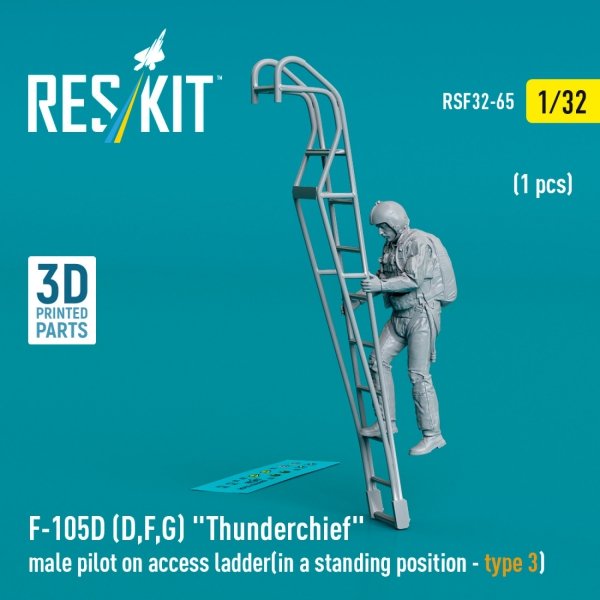 RESKIT RSF32-0065 F-105 (D,F,G) "Thunderchief" male pilot on access ladder (type 3) (1 pcs) (3D Printed) (1/32)