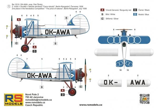 RS Models 94029 Avia Ba. 122.8 Berlin 1936 1/72