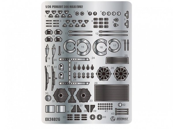 Beemax E24026 Peugeot 306 Maxi EVO2 1998 Monte Carlo Rally Class Winner - DETAIL UP set 1/24