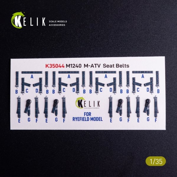 Kelik K35044 M1240A M-ATV seat belts - interior 3D decals for RFM kit 1/35