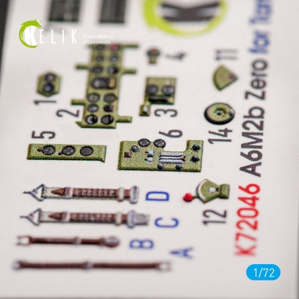 KELIK K72046 A6M2B ZERO - INTERIOR 3D DECALS FOR TAMIYA KIT 1/72