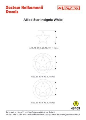 Techmod 48409 - Allied Star Insignia White (1:48)