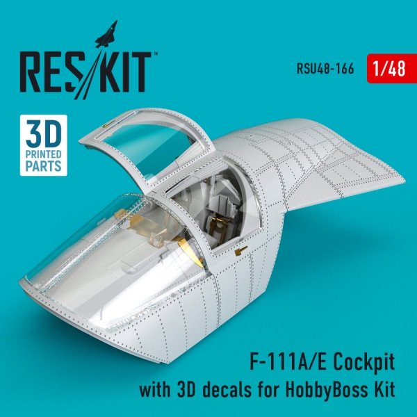 RESKIT RSU48-0166 F-111A/E Cockpit with 3D decals for HobbyBoss kit (3D Printed) (1/48)