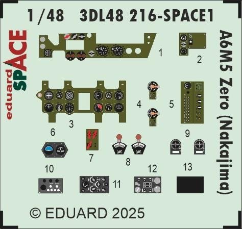 Eduard 3DL48216 A6M5 Zero (Nakajima) SPACE FINE MOLDS 1/48