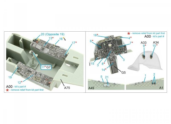 Quinta Studio QDS-48323 A-10C 3D-Printed &amp; coloured Interior on decal paper (Academy) (Small version) 1/48