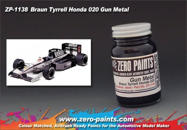 Zero Paints ZP-1138 Gun Metal Paint for Braun Tyrrell Honda 020 60ml