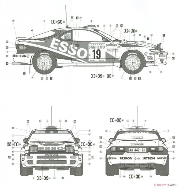 Hasegawa 20466 Toyota Celica Turbo 4WD Grifone 1994 San Remo Rally 1/24