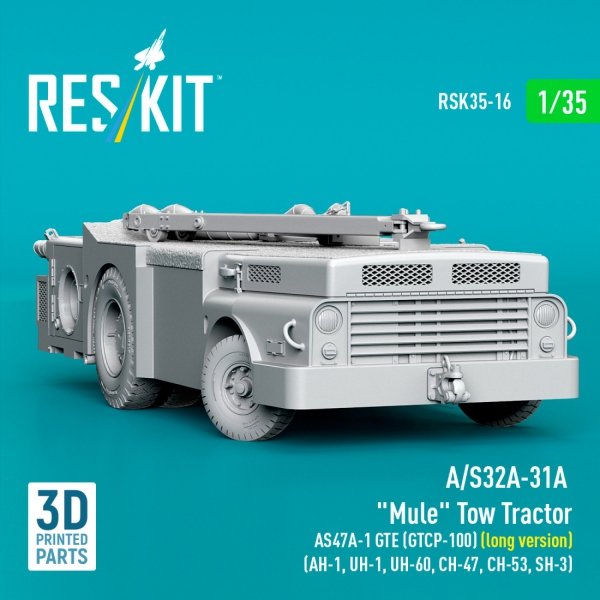 RESKIT RSK35-0016 A/S32A-31A  "Mule" Tow Tractor AS47A-1 GTE (GTCP-100) (long version) (AH-1, UH-1, UH-60, CH-47, CH-53, SH-3) (3D Printed model kit) (1/35)