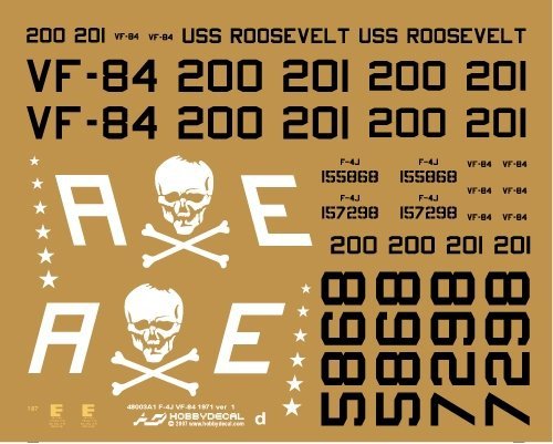 HobbyDecal AL48003V1 F-4J VF-84 Jolly Rogers Late 1971 1/48