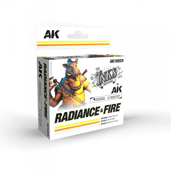 AK Interactive AK16024 RADIANCE &amp; FIRE – INK SET 3x30ml