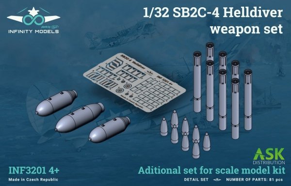 Infinity Models INF3201-04+ SB2C-4 Helldiver weapon set (bomb and rockets) 1/32