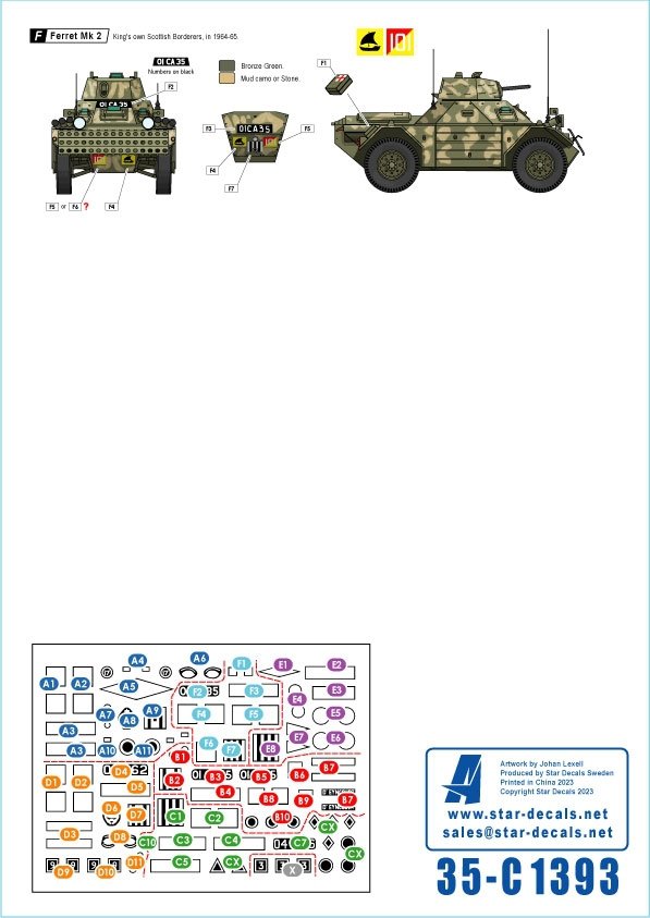 Star Decals 35-C1393 Aden Emergency 1963-67. British Ferret Mk 2 Scout Cars 1/35