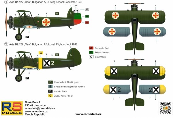 RS Models 92302 Avia Bs.122 Bulgarian Trainer from WWII 1/72