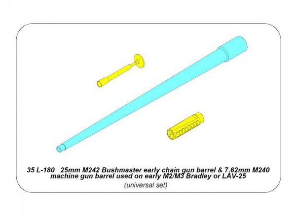 Aber 35L-180 25mm M242 Bushmaster early chain gun barrel &amp; 7,62mm M240 machine gun barrel used on early M2/M3 Bradley or LAV-25 1/35