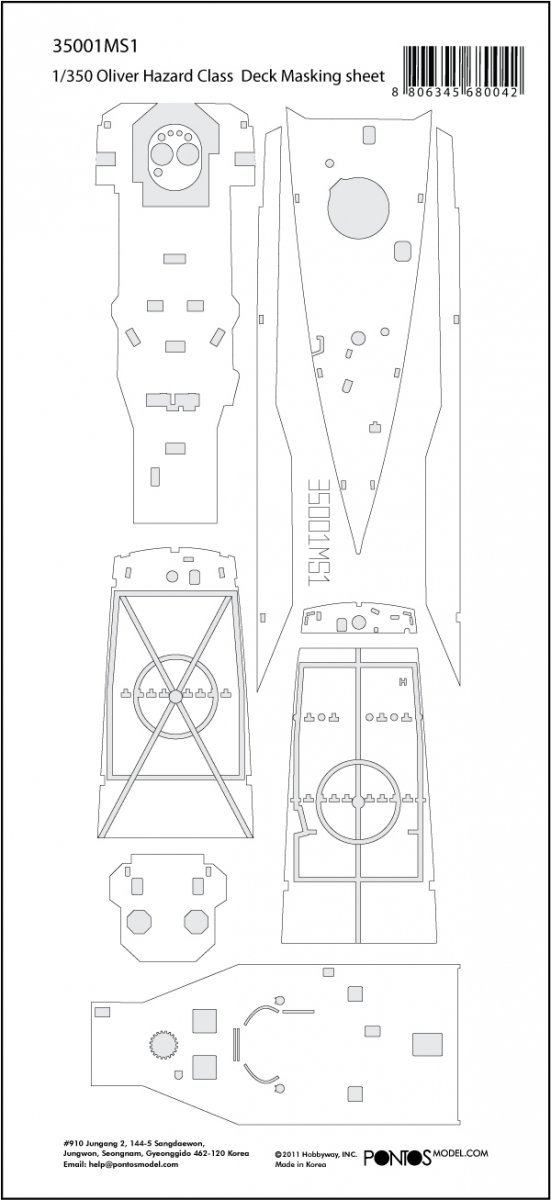 Pontos 35001MS1 USS Oliver Hazard Perry Class Deck Masking Sheet (1:350)