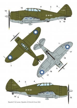 Dora Wings 48032 Republic P-43A-1 Lancer In China Skies 1/48