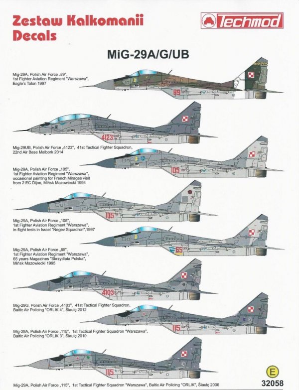 Techmod 32058 Mig-29A/G/UB (1:32)