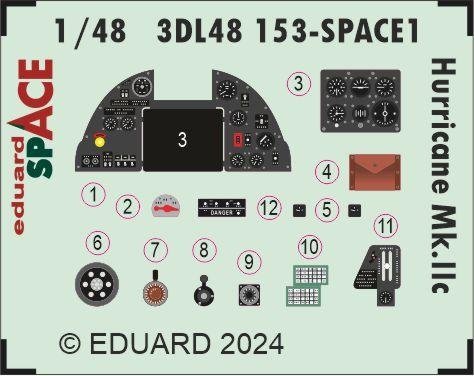 Eduard 3DL48153 Hurricane Mk. IIc SPACE HOBBY BOSS 1/48