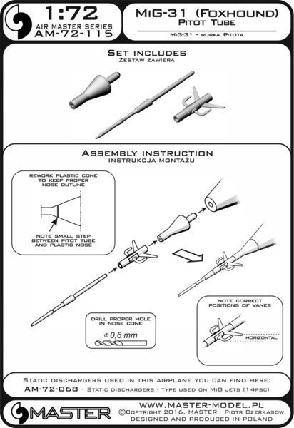 Master AM-72-115 MiG-31 (Foxhound) - Pitot Tube 1:72