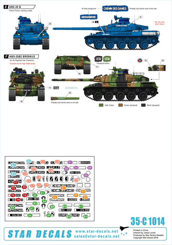 Star Decals 35-C1014 French AMX-30 B and AMX-30 B2 BRENNUS 1/35