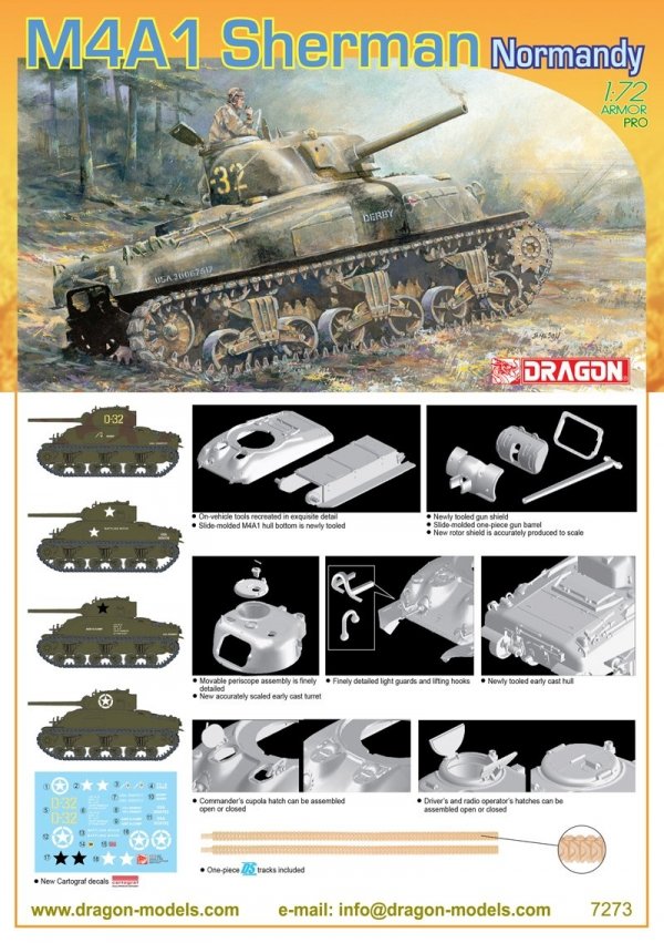 Dragon 7273 M4A1 Sherman Normandy 1/72