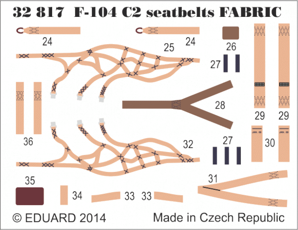 Eduard 32817 F-104 C2 seatbelts SUPER FABRIC 1/32 Italeri