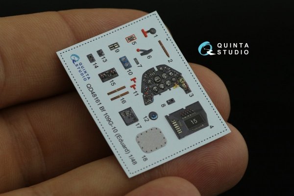 Quinta Studio QD48161 Bf 109G-10 3D-Printed &amp; coloured Interior on decal paper (Eduard) 1/48