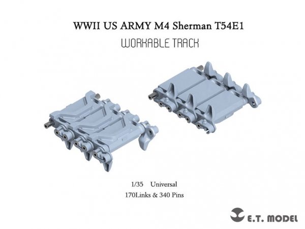 E.T. Model P35-086 WWII US ARMY M4 Sherman T54E1 Workable Track (3D Printed) 1/35