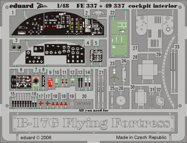 Eduard 49337 B-17G cockpit interior 1/48 Revell