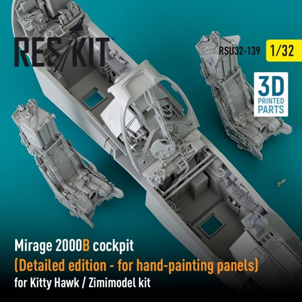 RESKIT RSU32-0139 MIRAGE 2000B COCKPIT (DETAILED EDITION) FOR KITTY HAWK / ZIMIMODEL KIT (3D PRINTED) 1/32