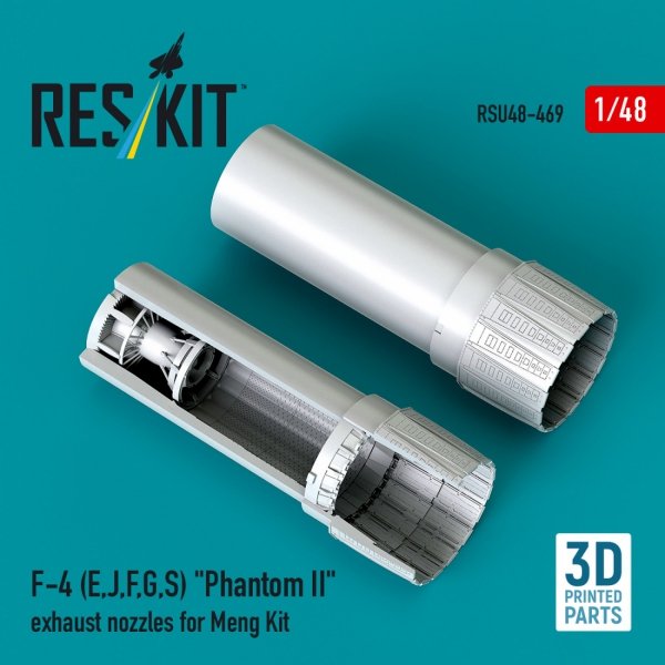 RESKIT RSU48-0469 F-4 (E, J, F, G, S) "Phantom II" exhaust nozzles for Meng kit (3D Printed) (1/48)