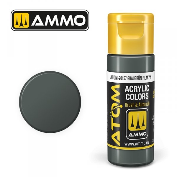 AMMO of Mig Jimenez 20157 ATOM COLOR Graugrün RLM74 20ml