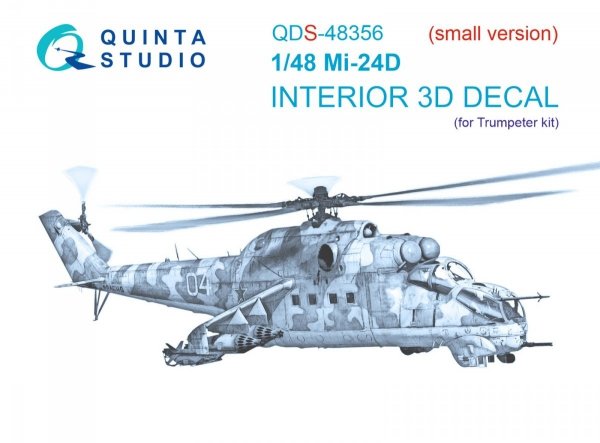 Quinta Studio QDS-48356 Mi-24D 3D-Printed &amp; coloured Interior on decal paper (Trumpeter) (Small version) 1/48