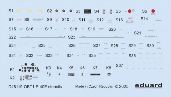Eduard D48119 P-40E stencils Eduard 1/48