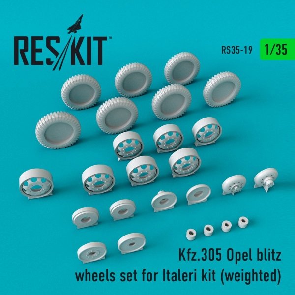 RESKIT RS35-0019 KFZ.305 OPEL BLITZ WHEELS SET FOR ITALERI KIT (WEIGHTED) 1/35