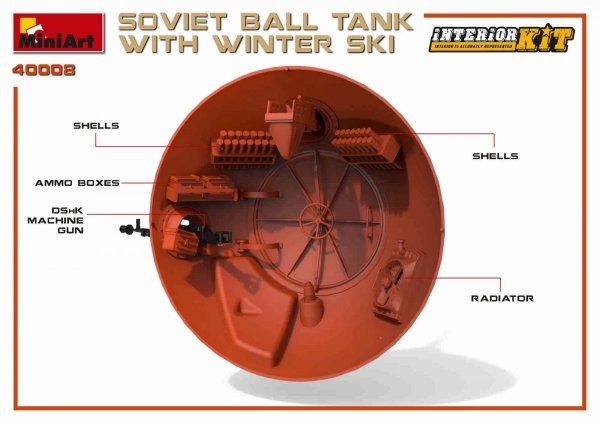 MiniArt 40008 SOVIET BALL TANK w/ WINTER SKI. INTERIOR KIT 1/35