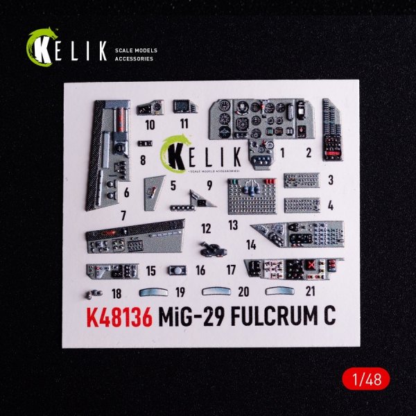 Kelik K48136 Mig-29C (9-13) Fulcrum interior 3D decals for GWH (1/48)
