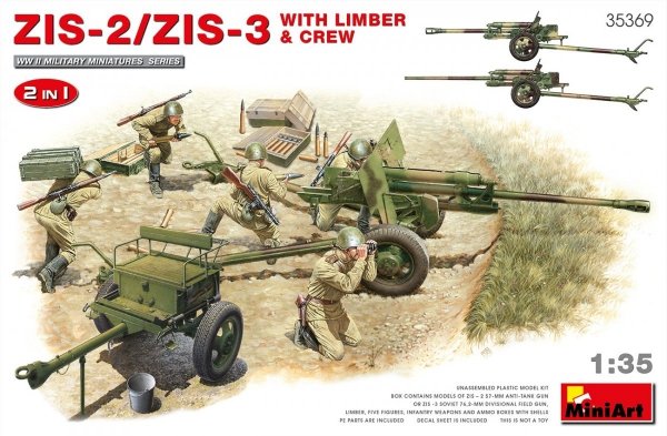 MiniArt 35369 ZiS-2/ZiS-3 with Limber &amp; Crew 1/35