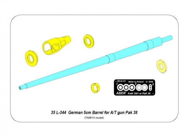 Aber 35L-344 5 cm L/60 Barrel for Pak 38 / Lufa do niemieckiej armaty p/panc Pak 38 (Tamiya) 1/35