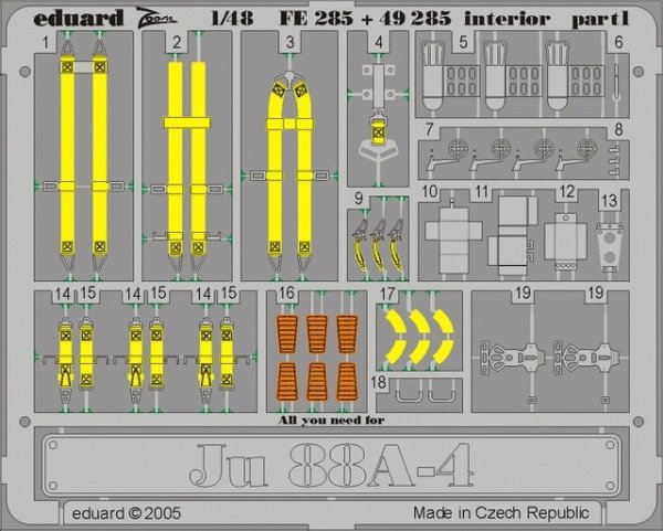 Eduard FE285 Ju 88A-4 interior 1/48 Dragon