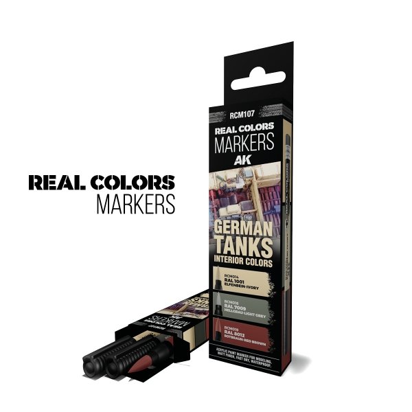 AK Interactive RCM107 GERMAN TANKS INTERIOR COLORS – RC MARKERS SET RCM014 RCM016 RCM019
